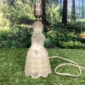 Vintage Victorian Frosted White Glass Lady Lamp